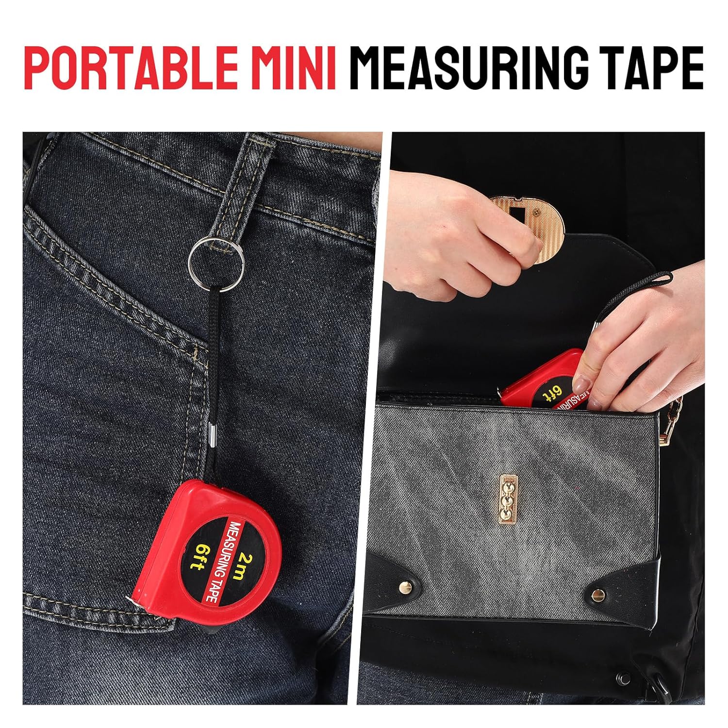 Copkim 50 Pcs 6 FT Mini Tape Measure Retractable Bulk Small Measuring Tape Pocket Size Measurement Tool for Operation Christmas Items Party Favor Gifts Stuffers for Men(Red)