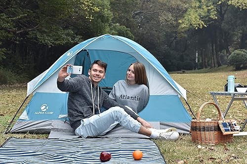 Miniatura 2 de ALPHA CAMP tienda de campaña para 2 o 3personas, con bolsa de transporte, ligera, resistente al agua, portátil, para campamento o senderismo