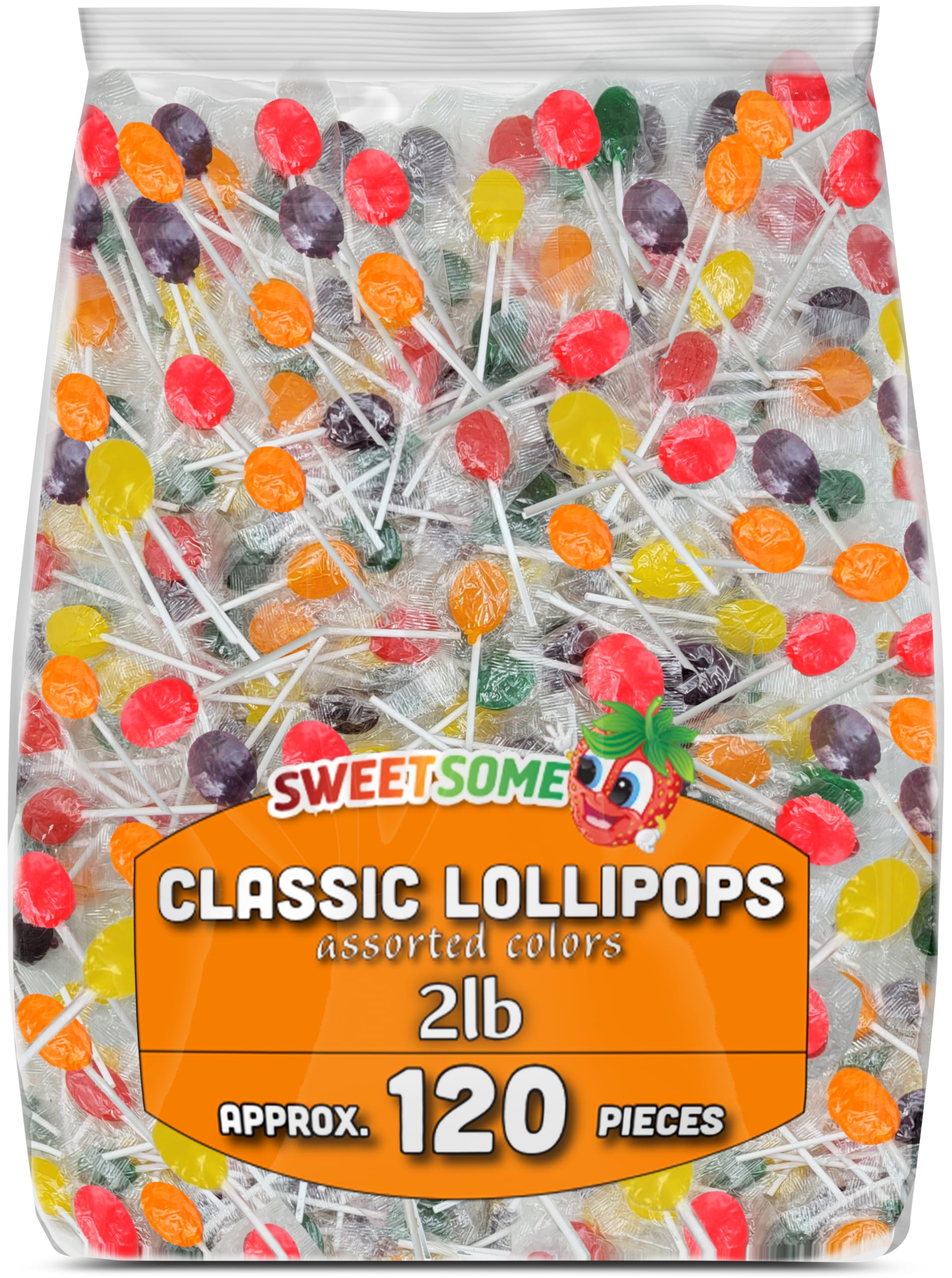 Classic Lollipops – Assorted Fruity Flavors, Individually Wrapped, Long-Stick Hard Candy – 2 lb Bulk Bag