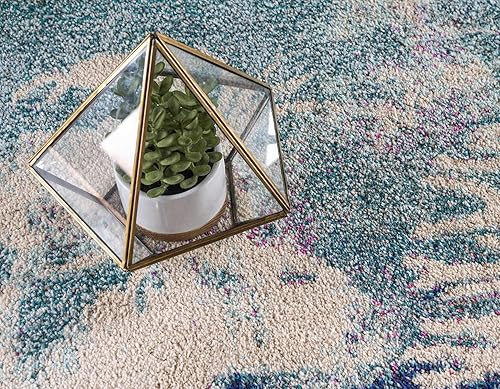 Miniatura 5 de Alfombra moderna Positano de estilo costero de Loom, Polipropileno, Azul claro, beige