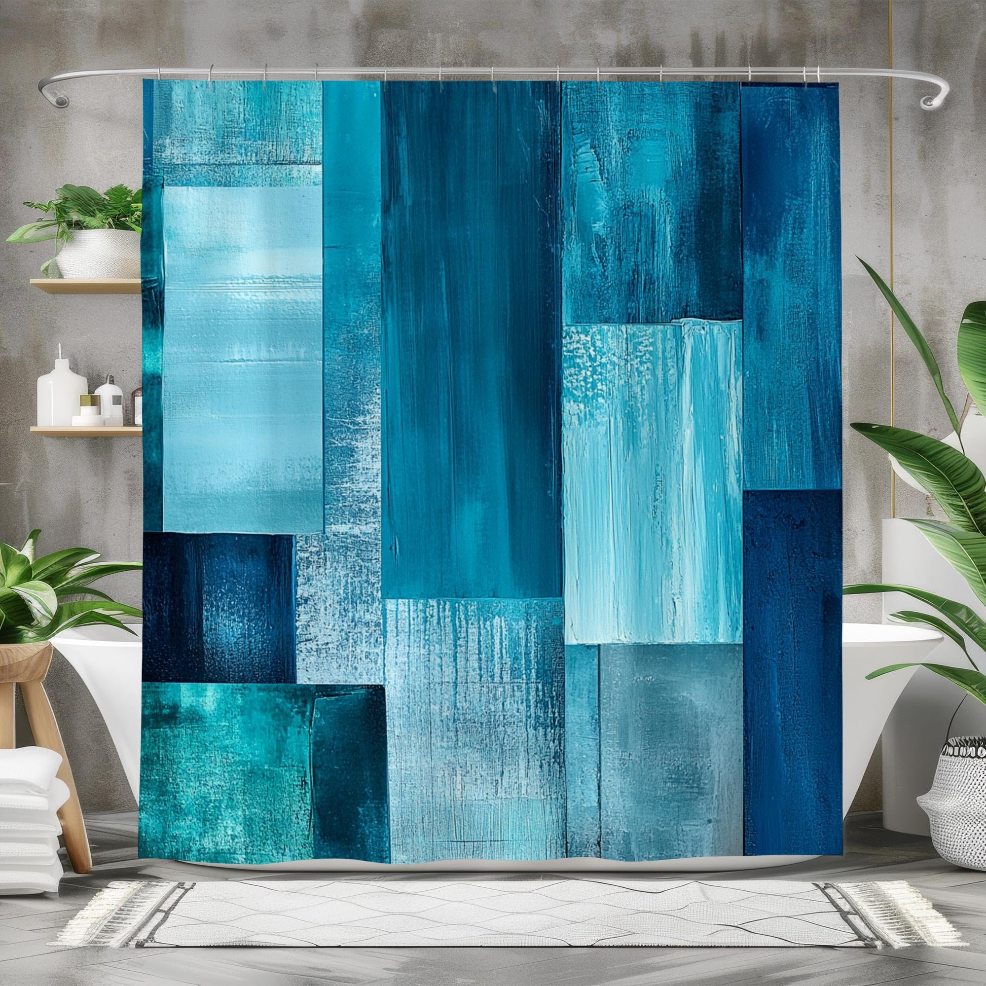 Rideau de douche bleu marine moderne lavable pour une ambiance spa