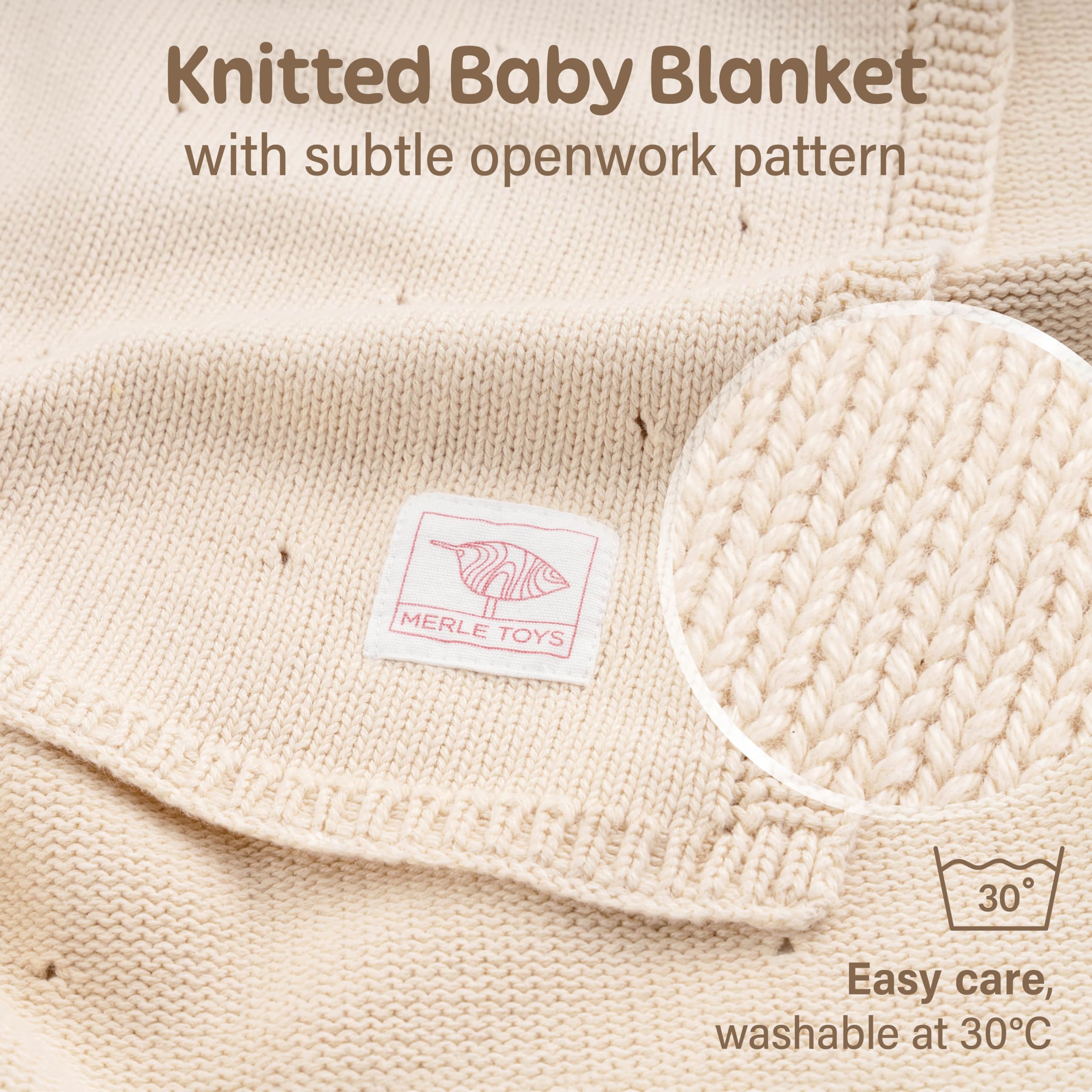 Merle Toys® Manta para bebé de algodón 100% orgánico, con certificación GOTS & Oeko-Tex, manta para recién nacidos, manta para bebé, manta de algodón orgánico, color blanco perla