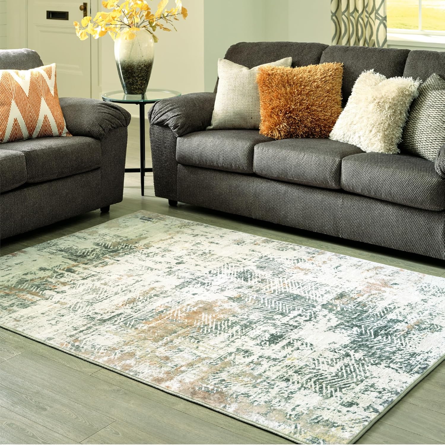 Signature Design by Ashley Redlings Contemporary 8x10 Area Rug, Cream & Gray