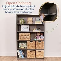 Vista 5 de ECR4Kids Estantería clásica, 60 pulgadas, estantes ajustables, color gris lavado