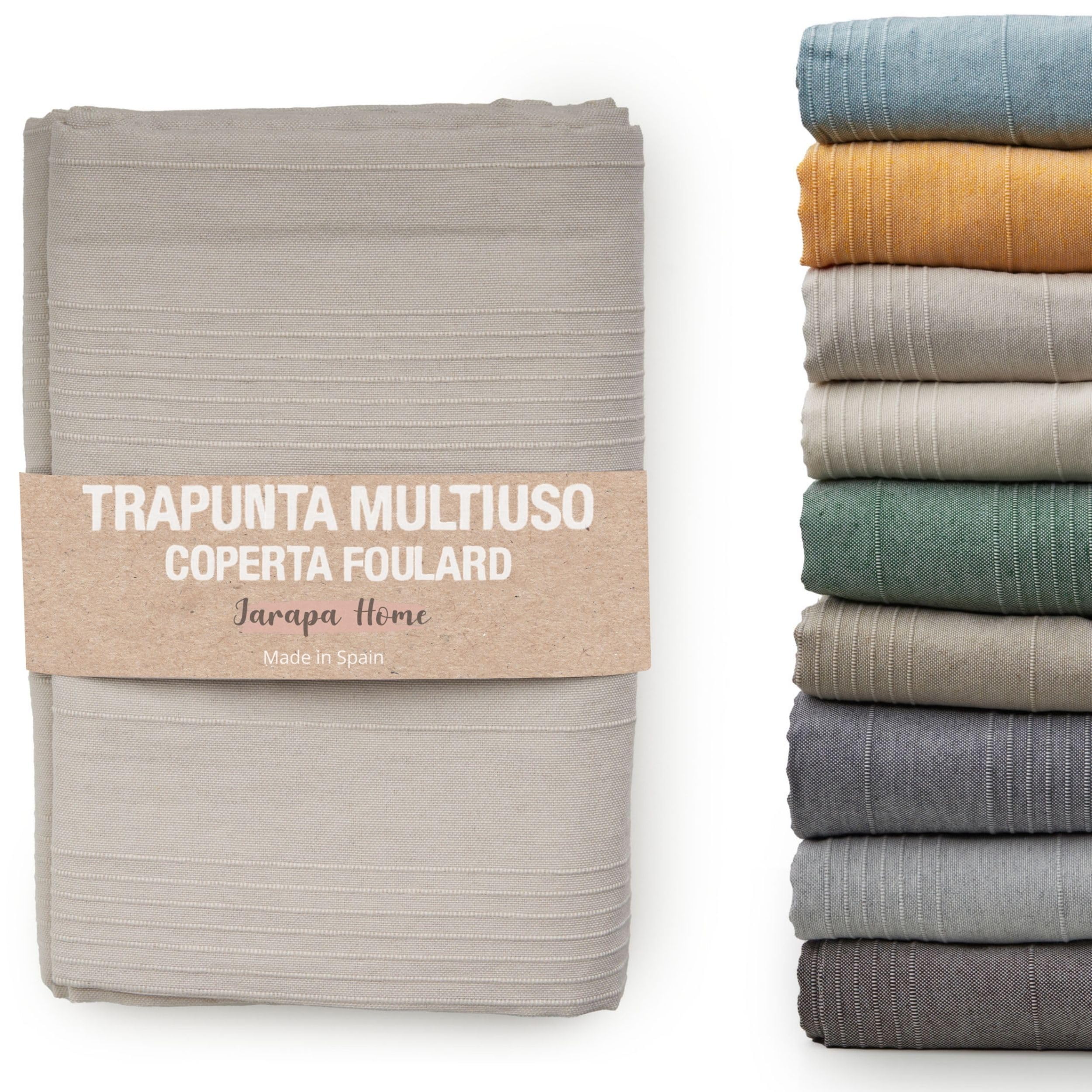 Foulard Multiuso Pe&ntilde;&iacute;scola - Coperta Beige 130x180 Cm Per Letto, Divano O Plaid