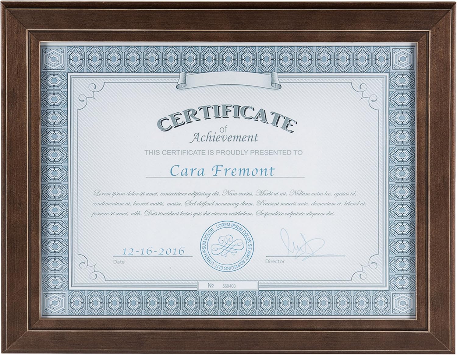 DesignOvation Kieva Solid Wood Document Frames, Distressed Espresso Brown 8.5x11, Pack of 6