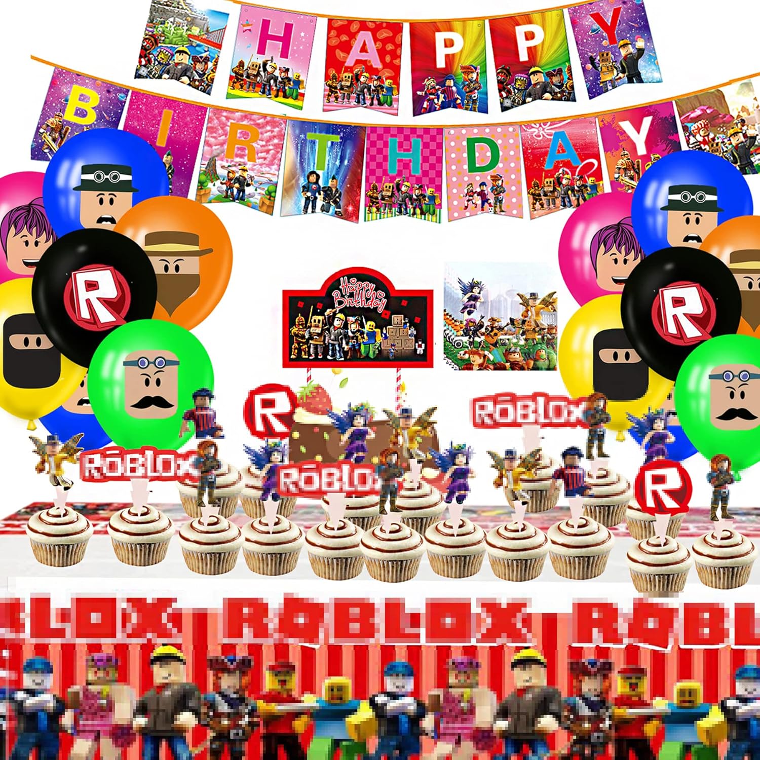 Rooblox Party Supplies Set 116 pcs Birthday Decorations
