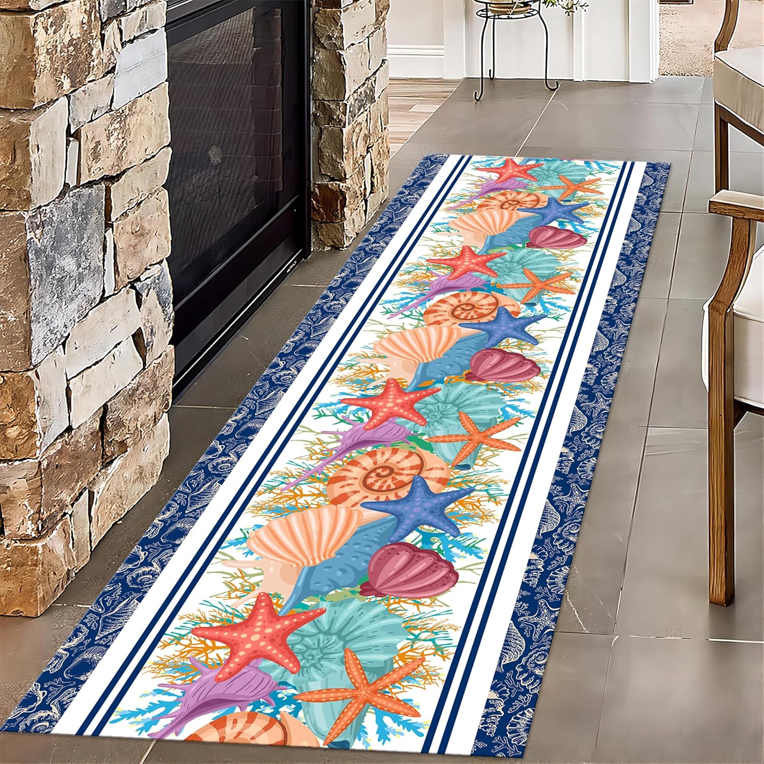 Amazon.com: PLMHXC Starfish Shell Runner Rug, 2x6ft, Coastal Ocean ...
