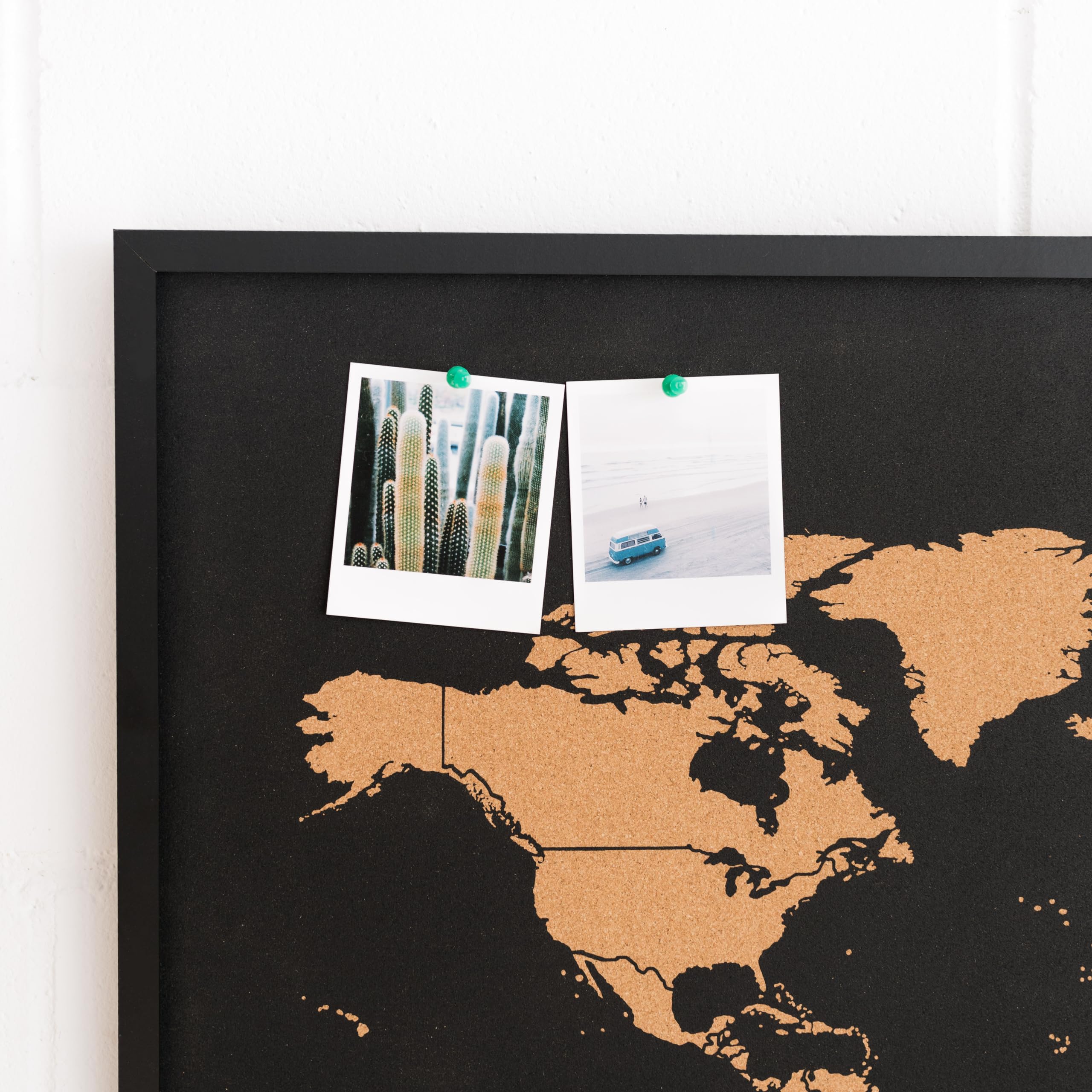Mapa del Mundo de Corcho Special Edition con Marco 90 x 60 cm (Negro)
