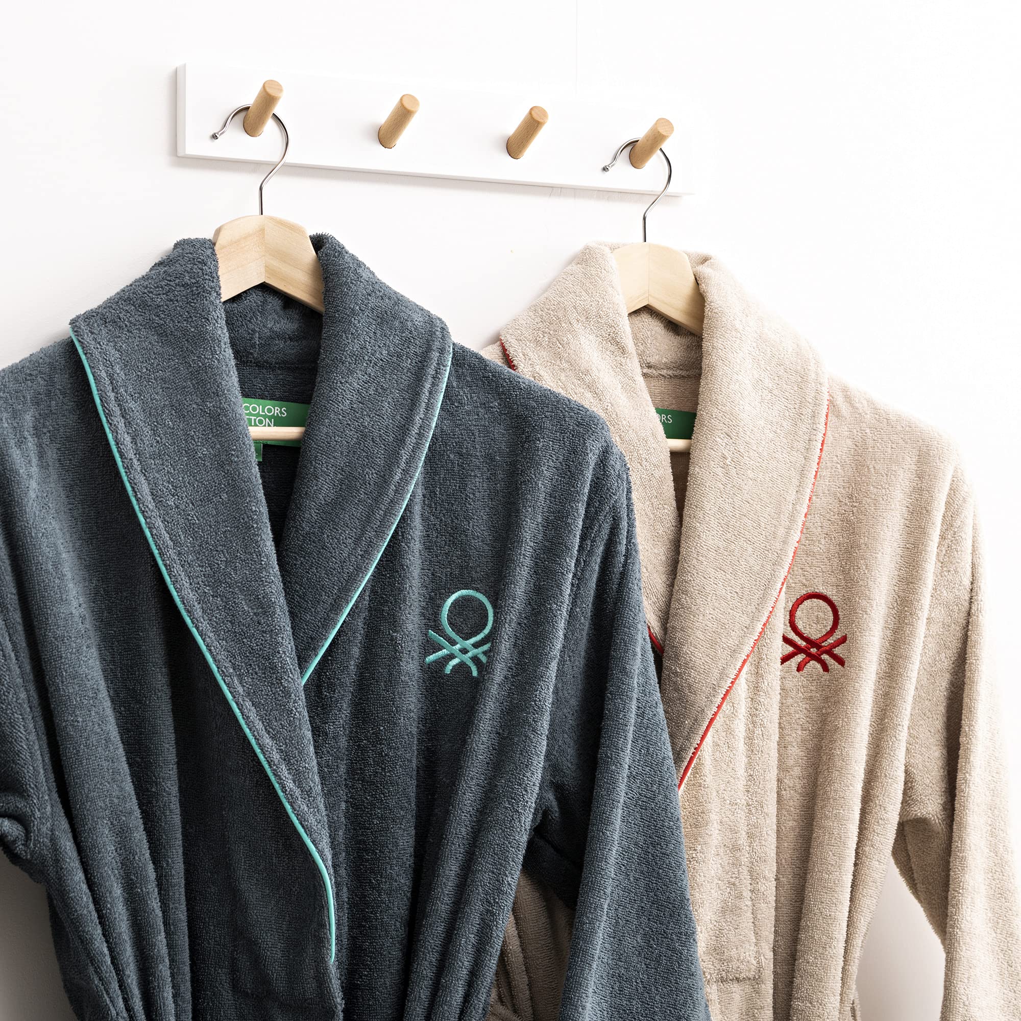 UNITED COLORS OF BENETTON. Szlafrok unisex męski lub damski 360gsm 100% bawełna, kremowy, Kremowy, L-XL