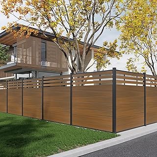 Mondaria Semi-Closed Privacy Fence Panels with 1 Post for Outside, 6ft(W...