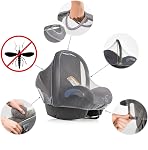 Net Mosquito pour bébé porteur – Insertion d'un siège de voiture pour bébé Mesh Net - Universal Fit, Bassinet et Poussette Qualité Premium: Lavable en machine - gris