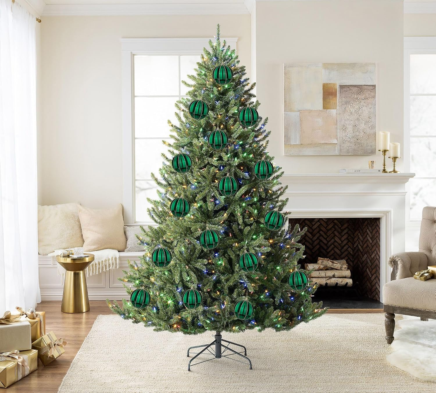 3.94" Green Christmas Ball Ornaments 6 Pcs Shatterproof Christmas Tree Decorations Xmas Tree Large Christmas Ornaments Balls with Hanging Loop for Halloween Wedding Holiday Party Wreath Home Decor