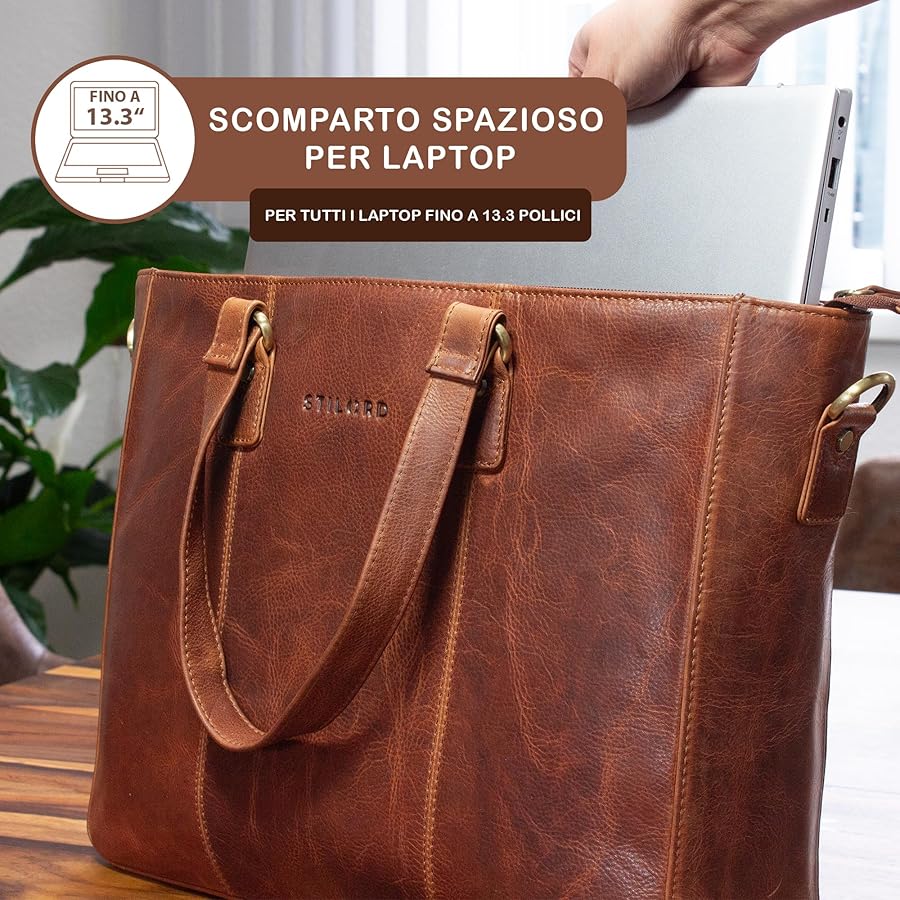 Borsa Donna STILORD 'Cosmea' In Pelle Intrecciata Vintage - Tote Grande Con Scomparti Per Tablet | Elegante E Pratica - Foto 4