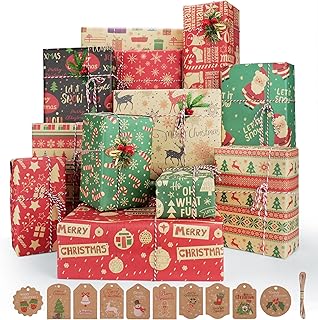 70 * 50cm Christmas Wrapping Paper for Gift, 12 Sheets Xmas Wrapping Pap...