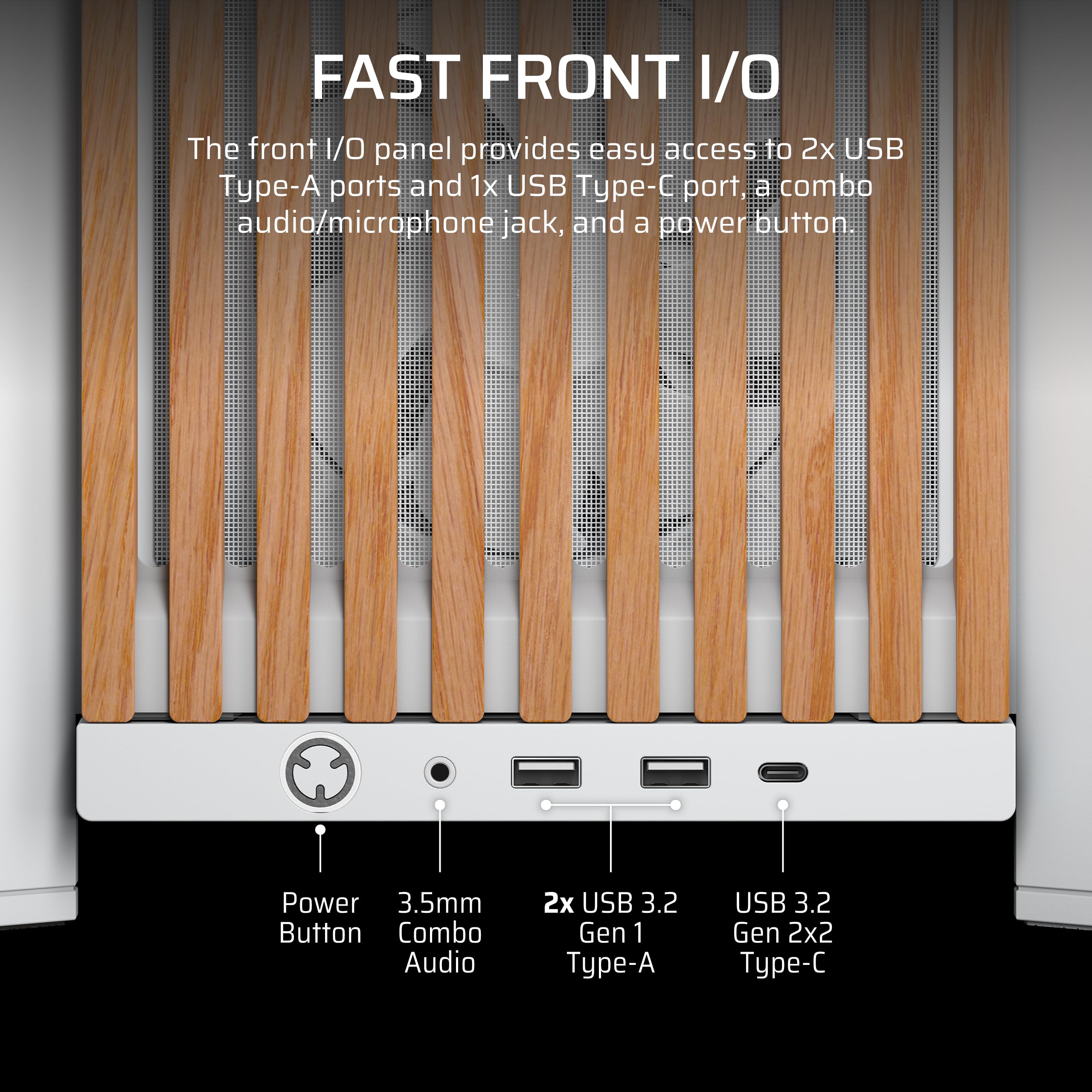CORSAIR FRAME 4000D WOOD RS Modular Mid-Tower ATX PC Case – Wood Front Panel, 4x RS120 PWM Fans Included, InfiniRail Fan Mount System, Reverse GPU Anti-Sag and Motherboard Support – White/Oak — view 7