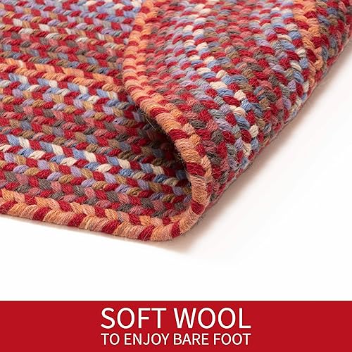 Miniatura 6 de Tapete reversible de lana, texturizado, grueso, trenzado. , Lana, Rojo Velvet