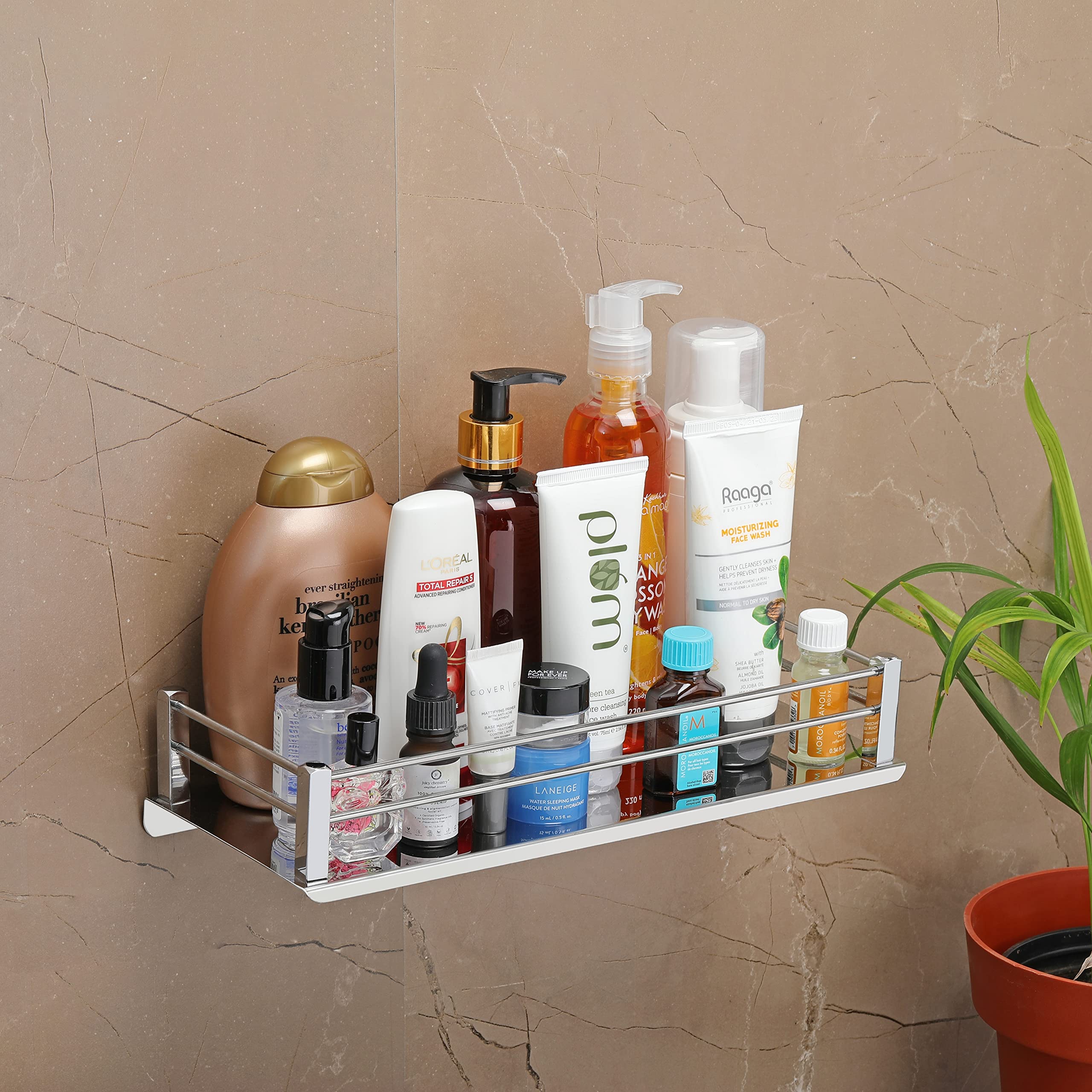 FORTUNE Stainless Steel Wall Mount Bathroom Shelf Multi-Functional Storage Shelf, Kitchen Shelves, Rack & Caddy Basket Bathroom Accessories Homes, Hotels Decor- Silver (15 X 5 Inch (Pack of 1)) (B08LMZ21JJ) Amazon Price History, Amazon Price Tracker