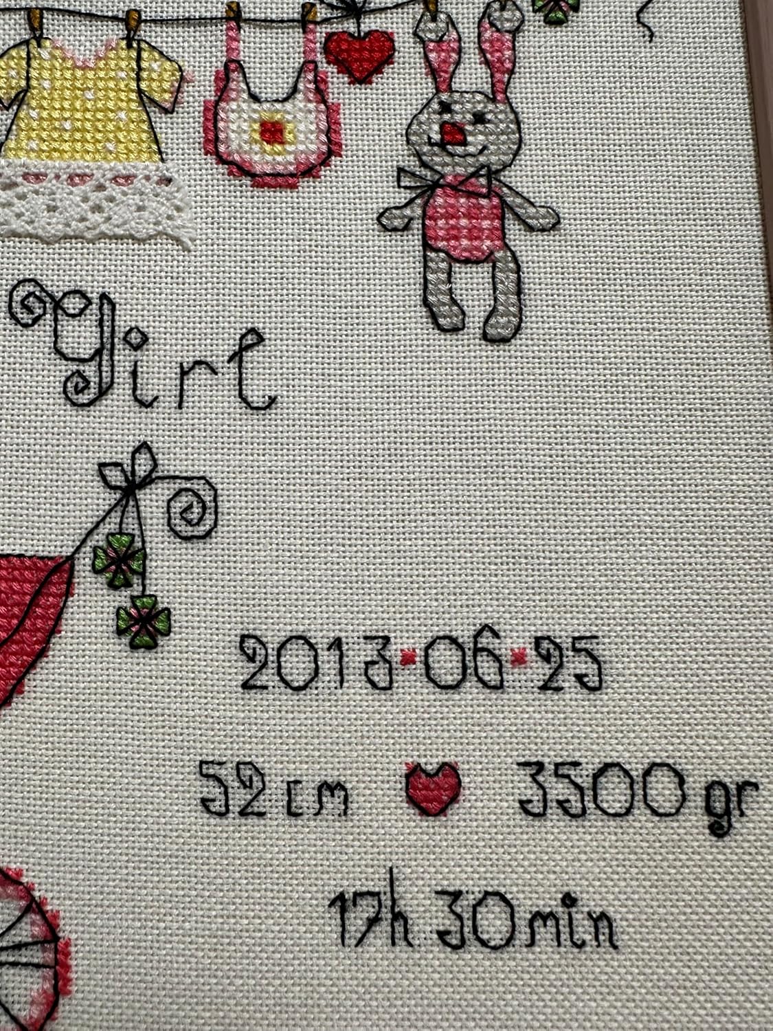 RIOLIS - It's a Girl! 1417, Cross Stitch Kits 7,87" x 7,87", Cross Stitch Kits for Beginners & Advanced, Crossstitching Kit Adult, Embroidery Counted Stitching Kit