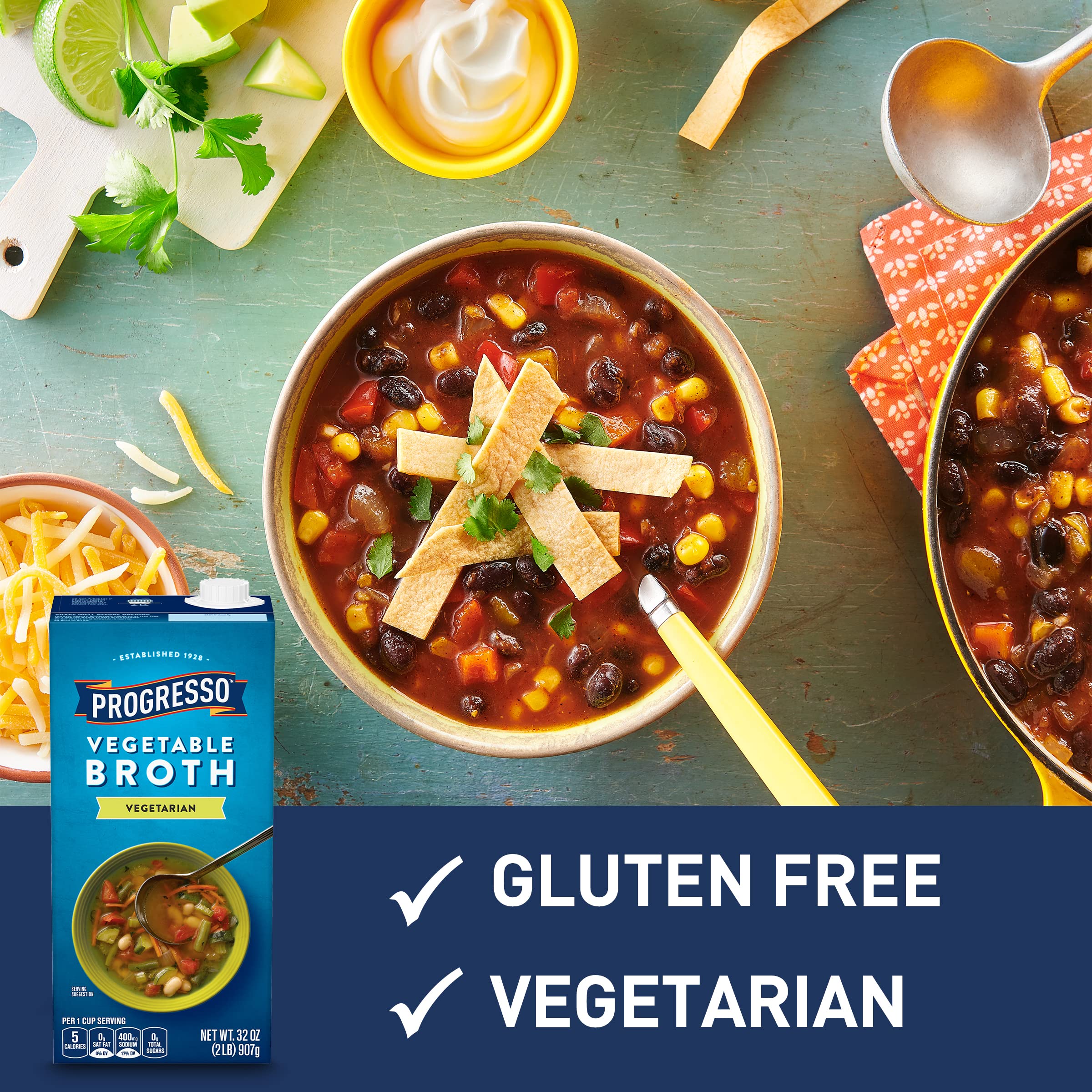 Progresso Vegetable Broth, Vegetarian, Gluten Free, 32 oz