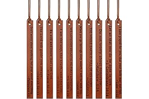 Laumoi 10 Pieces Christian Leather Bookmark for Men and Women with Elegant Brown Design