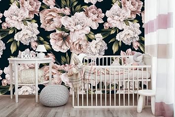 Peonies Peel and Stick Wallpaper | Removable Watercolor Floral Mural | Self Adhesive Wallpaper Sample 12" W x 8" H
