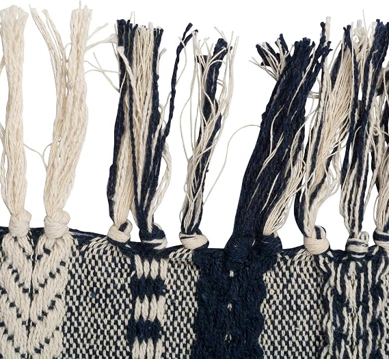 DII Braided Stripe Table Runner, 15x72 with 2.5 Fringe, Navy Blue