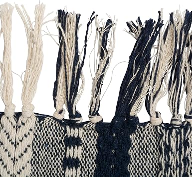 DII Braided Stripe Table Runner, 15x72 with 2.5 Fringe, Navy Blue