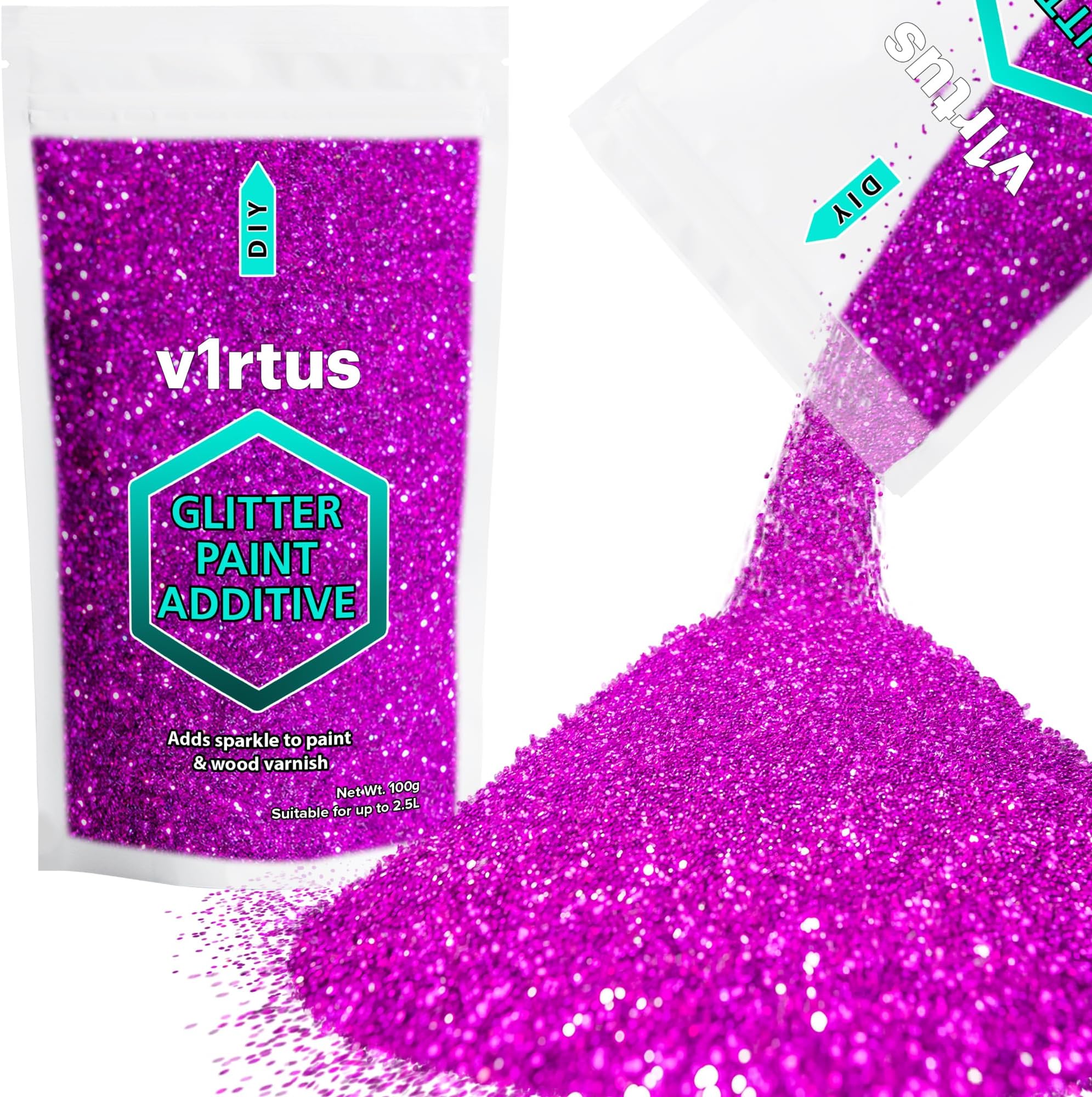 Fuchsia Pink Glitter Paint Additive 100g (3.5oz) | Additive for Glitter Paint Walls, Add to Interior & Exterior Paint, Emulsion, Varnish