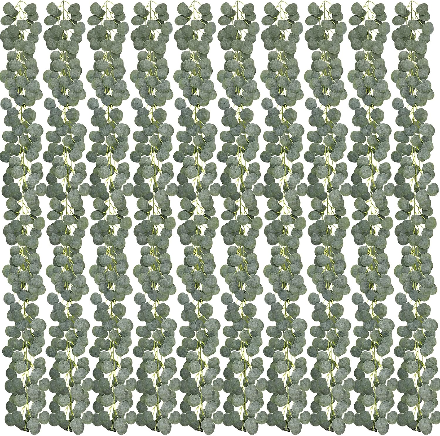 Whonline 10pcs Eucalyptus Garland 60ft Artificial Greenery Garland Eucalyptus Vines Faux Silver Dollar Eucalyptus Leaves Vines Plants for Wedding Arch Wall Garden Decoration