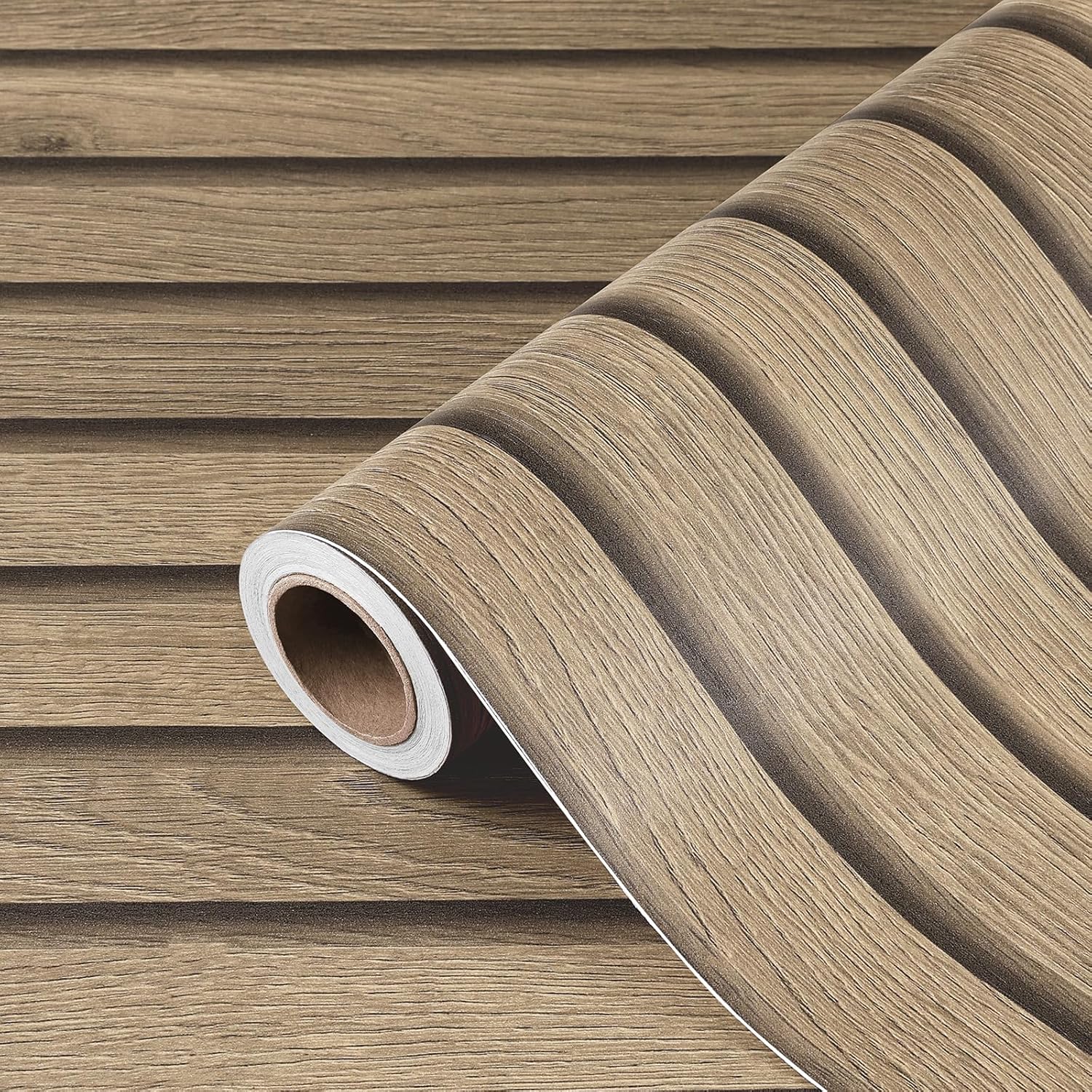 30"x160" Wood Slats Wallpaper for Bedroom Accent Walls Natural Wood Contact Paper Wooden Slat Wallpaper Peel and Stick Wall Paper Brown Wooden Slat Wall Panel for Cabinets Kitchen Removable
