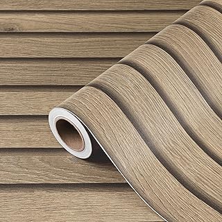 17.7x317 Slats Wood Wallpaper Peel and Stick Wood Slat Contact Paper Slat Wall Panel Peel and Stick for Table Removable Wooden Wallpaper Waterproof Self Adhesive Wall Paper for Accent Walls