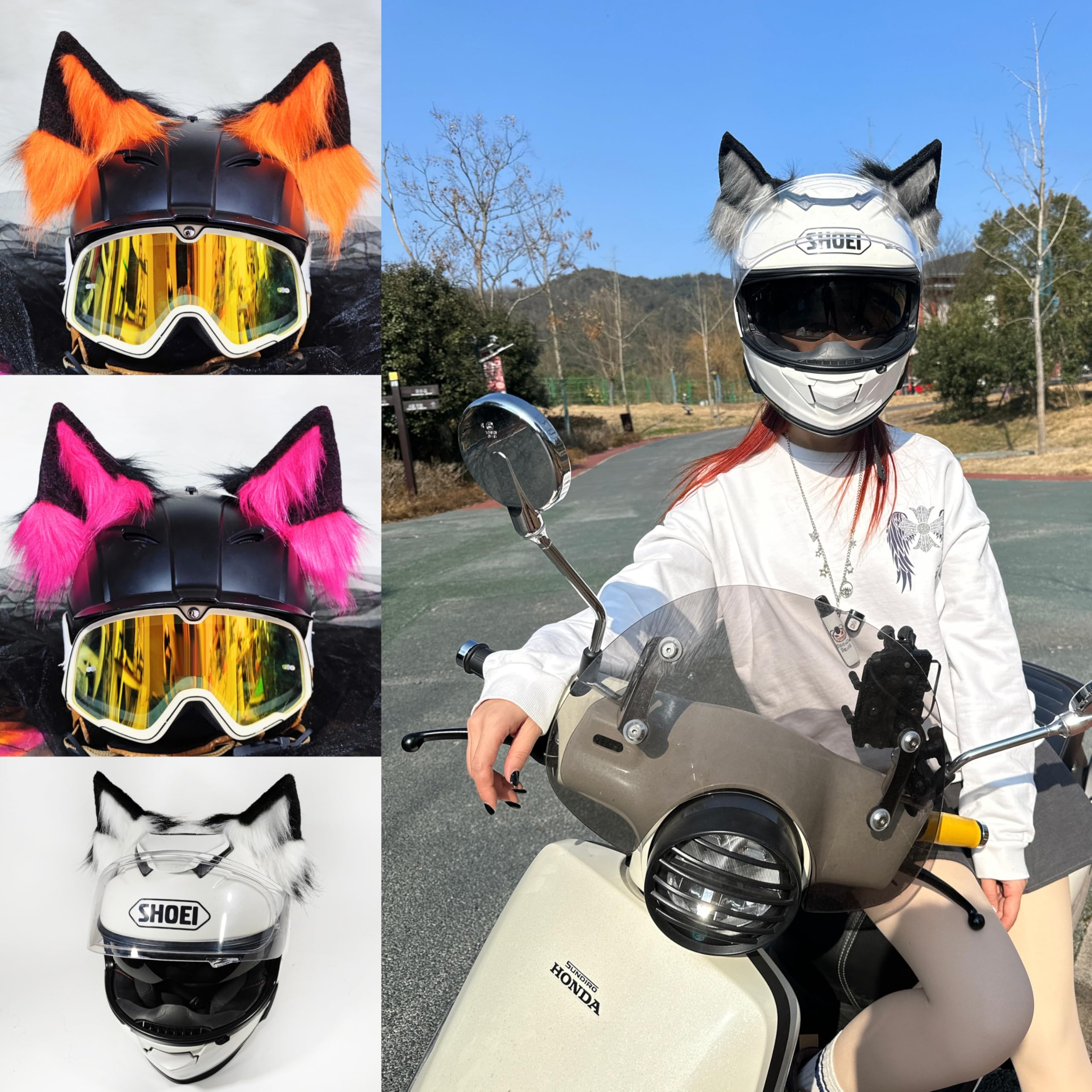 Akcesoria do kasków uszy kot tygrys lux żaba, uszy narciarskie odpowiednie do kasku narciarskiego, kasku motocyklowego, kasku rowerowego i wielu innych
