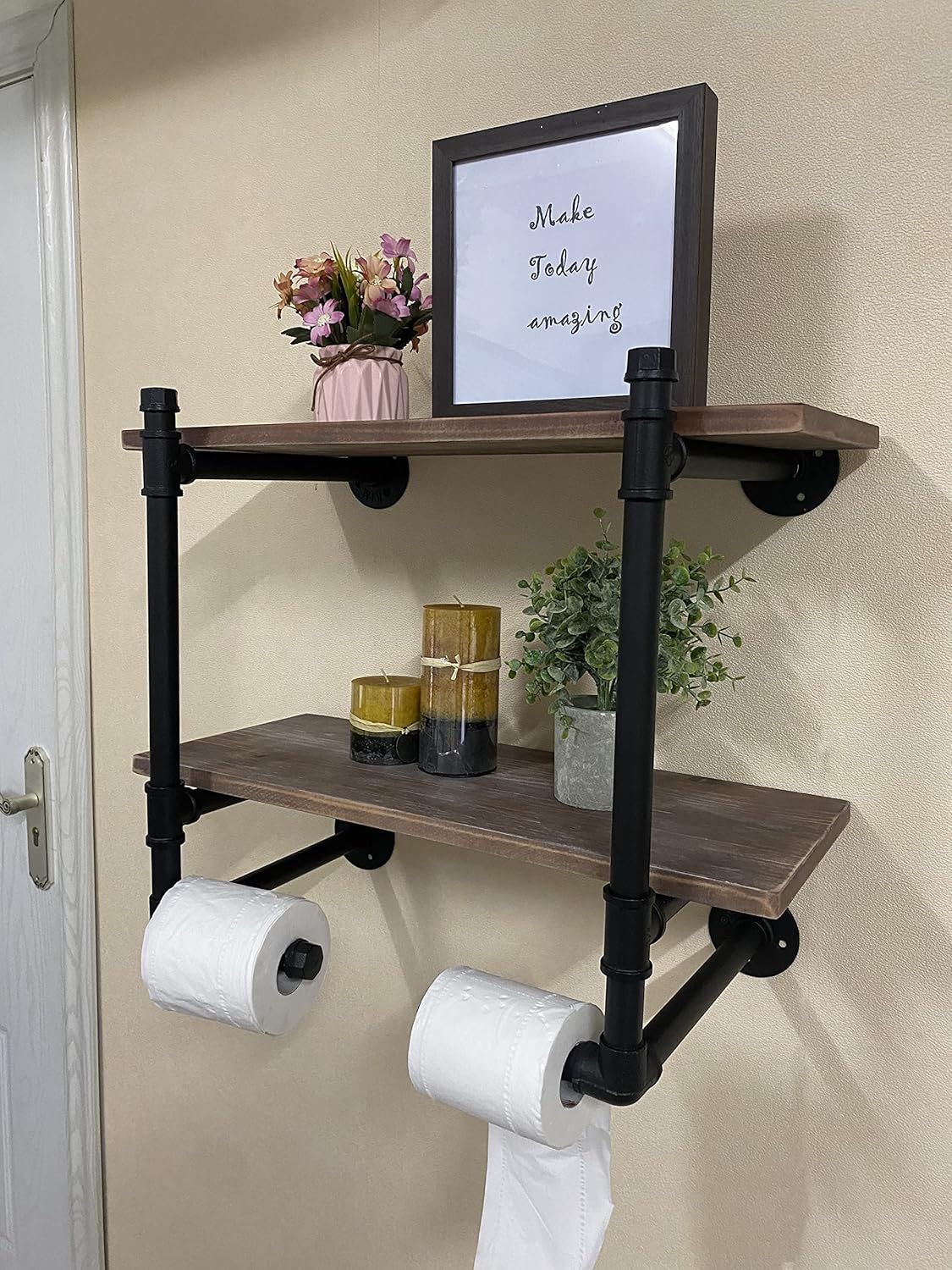 Buy Industrial Pipe Shelving Bathroom Shelves 24 in Rustic Metal Pipe