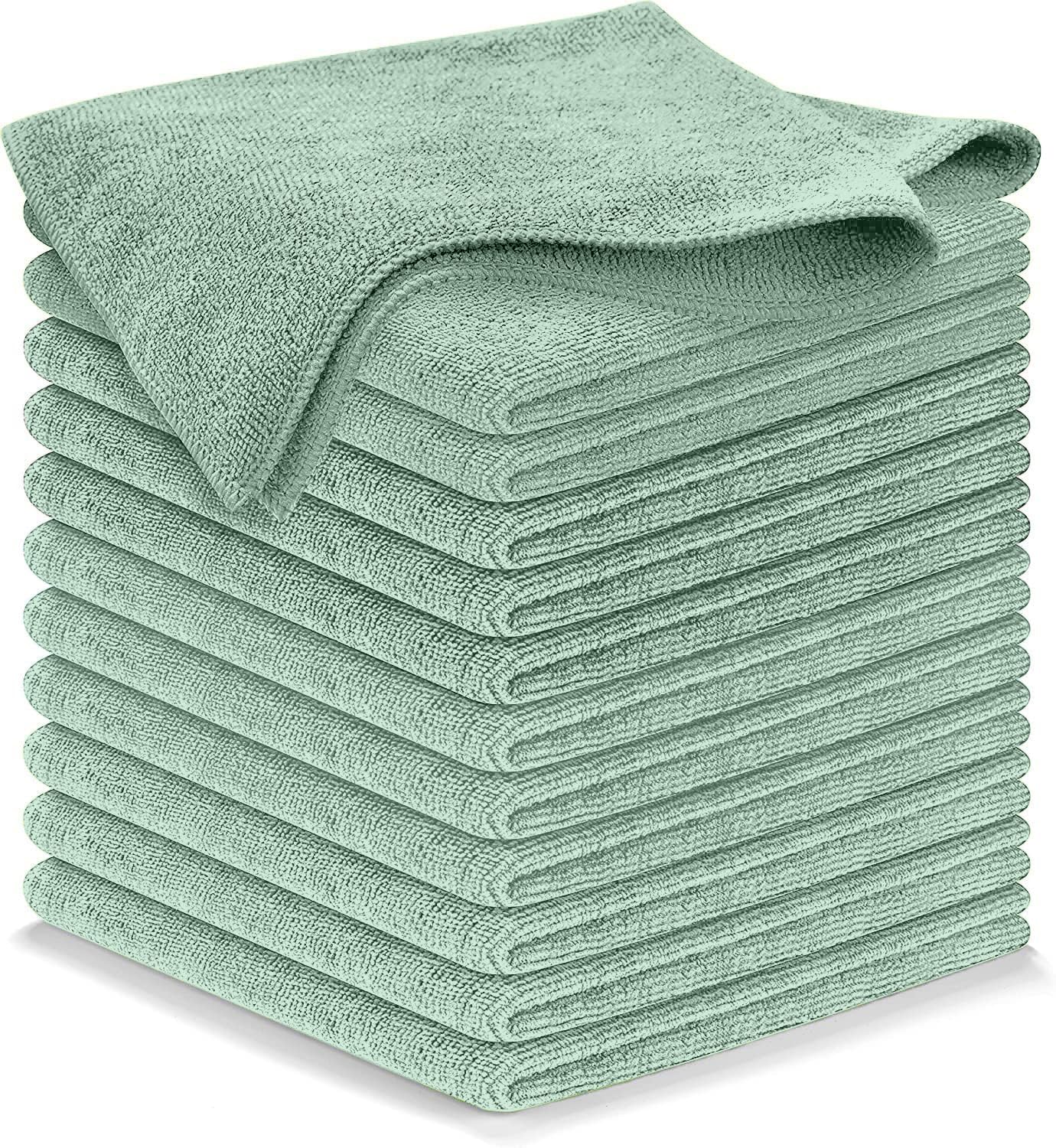 USANOOKS Microfiber Cleaning Cloth - Sea Green - 12Pcs 12 5x12 5 inch High Performance - 1200 Washes