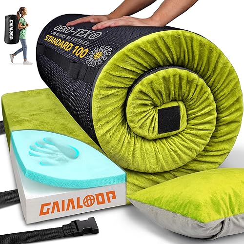 Vista 77 de Colchón de espuma viscoelástica gruesa de 3 pulgadas para acampar [coche/tienda de campaña/cuna] Glamping portátil, colchón de futón enrollable