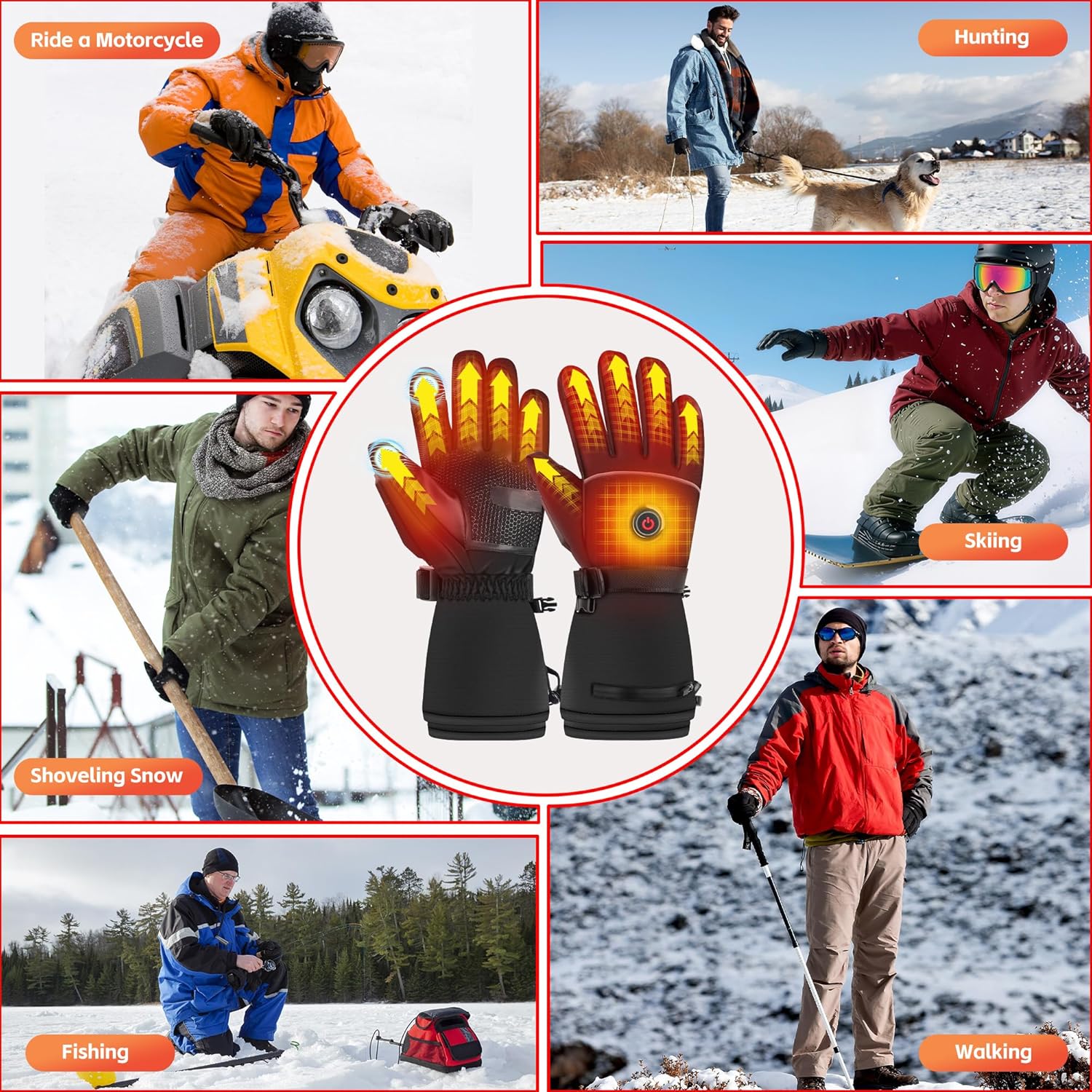 Heated Gloves for Men Women, Rechargeable 5V 6000mAh for Extreme Warmth, Waterproof Touchscreen Heating Gloves for Skiing, Hunting, Hiking, Winter Working, Camping - Image 6