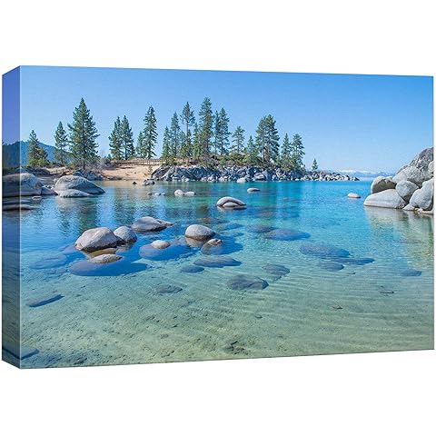 wall26 Canvas Print Wall Art Blue Lake in Mountain Forest Landscape Nature Wilderness Photography Modern Art Rustic Scenic Colorful Multicolor for Living Room, Bedroom, Office - 16