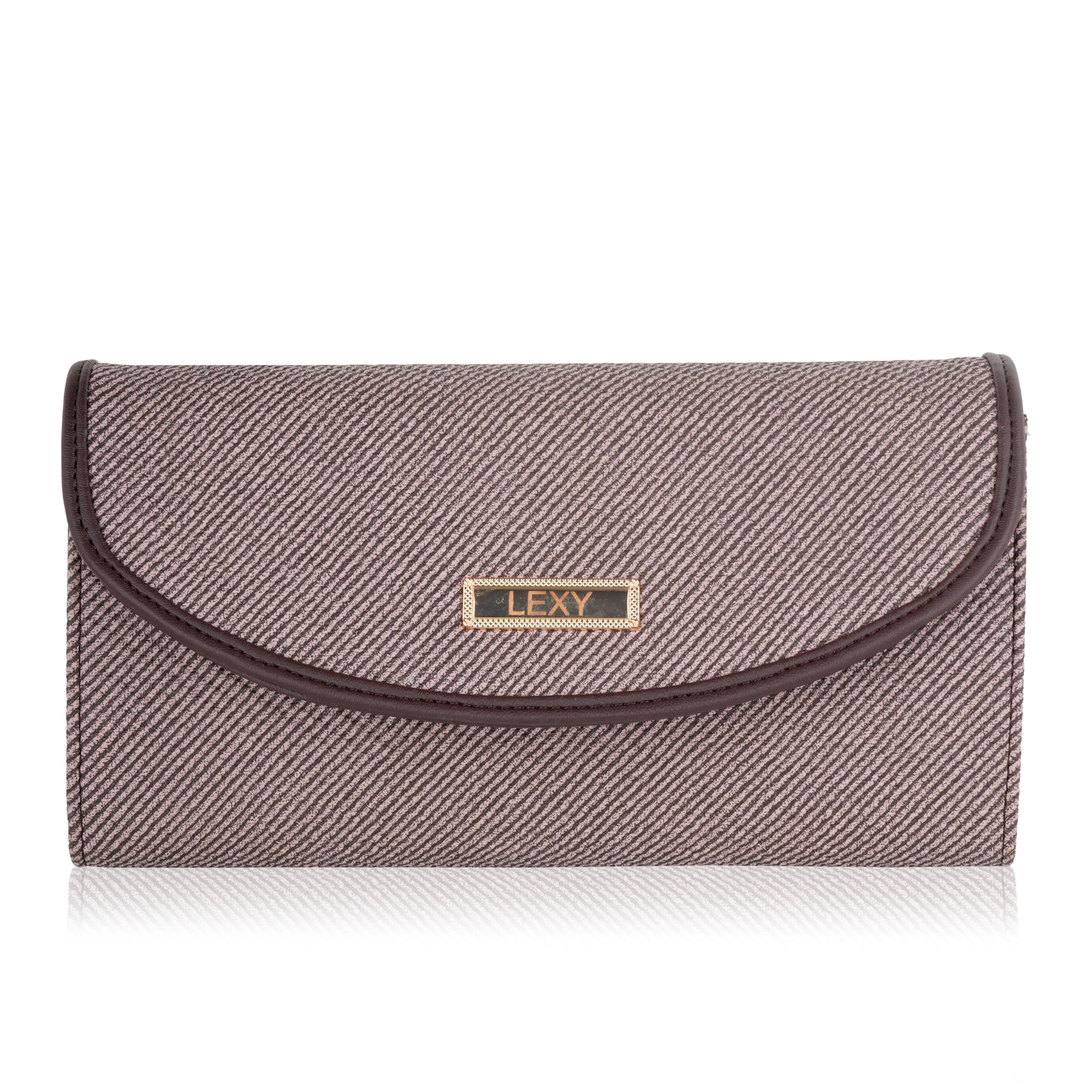 Women's Wallet & Hand Clutch | Elegant Textured Vegan Leather Long Purse with Magnetic Closure | Multi-Compartment Zipper Wallet for Ladies & Girls (Dusty Rose)-image-16