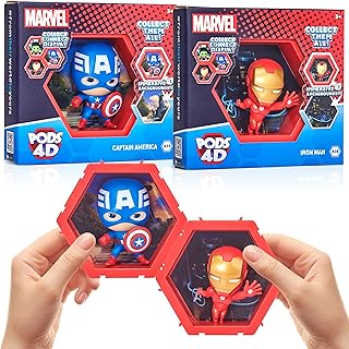 WOW! PODS 4D Marvel - Captain America & Iron Man (2 Pack) - Unique Connectable & Collectable Action Figure Toy - Wall/Shelf Display - Stocking Stuffers - Marvel Toy Figures - Marvel Toys & Kids Gifts
