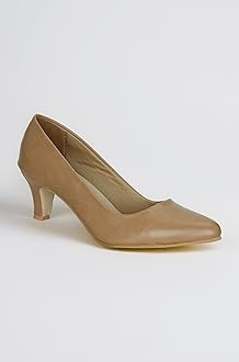 Women Faux Leather Classic Work Pumps|| Semi-Pointed Toe|| Block Low Heels|| Smart Causals|| Heel Pumps
