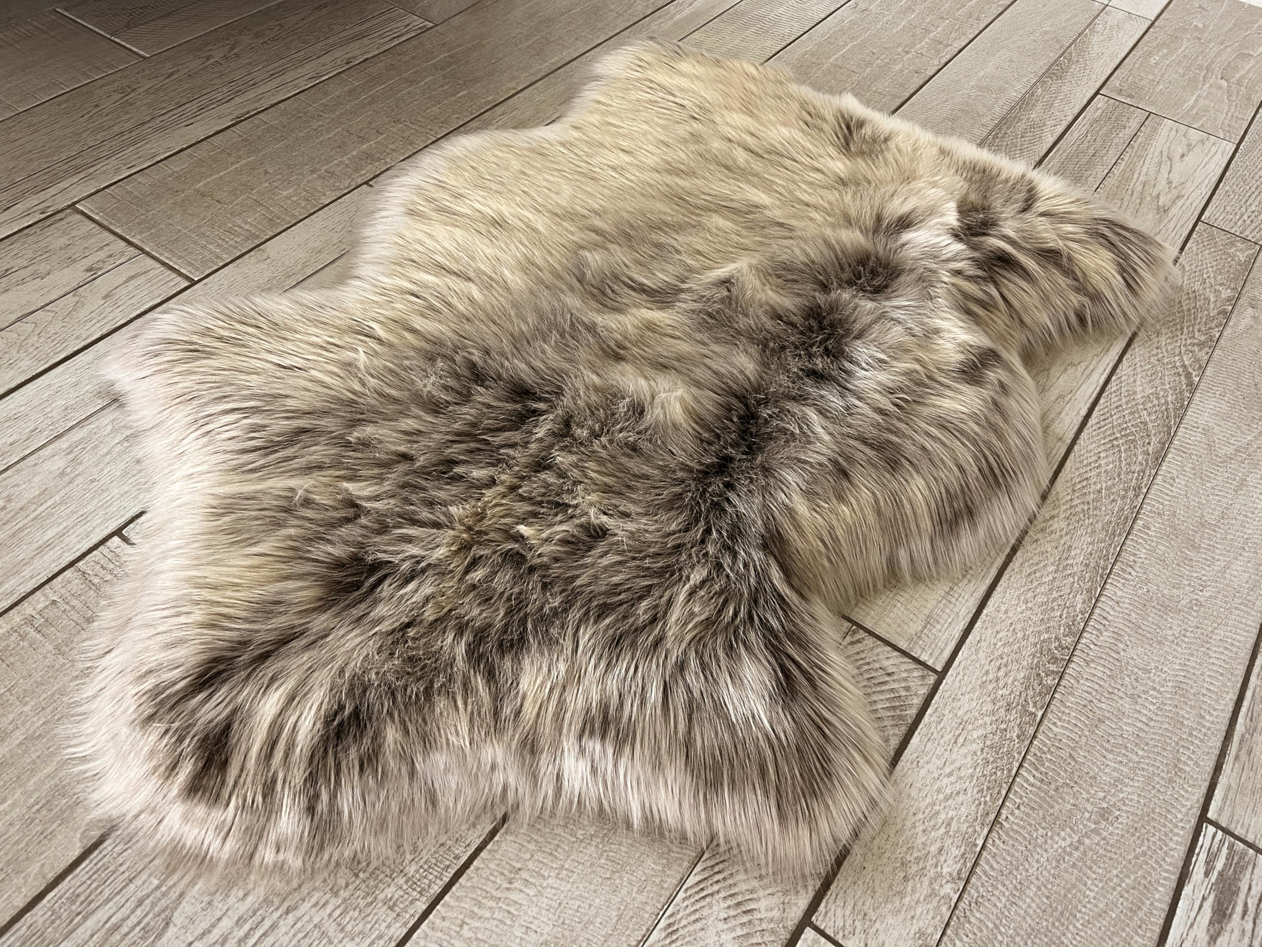 Free Shape Luxury Soft Fluffy Shag Area Rug Single 2’x3’, 60x90cm - Vegan Fur Ultra Soft Indoor Carpet Nursery Rugs for Bedroom Home Decor, Brown with