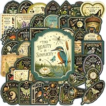 50Pcs Vintage Nature Forest Quote Vinyl Decals for Journal Luggage Decor