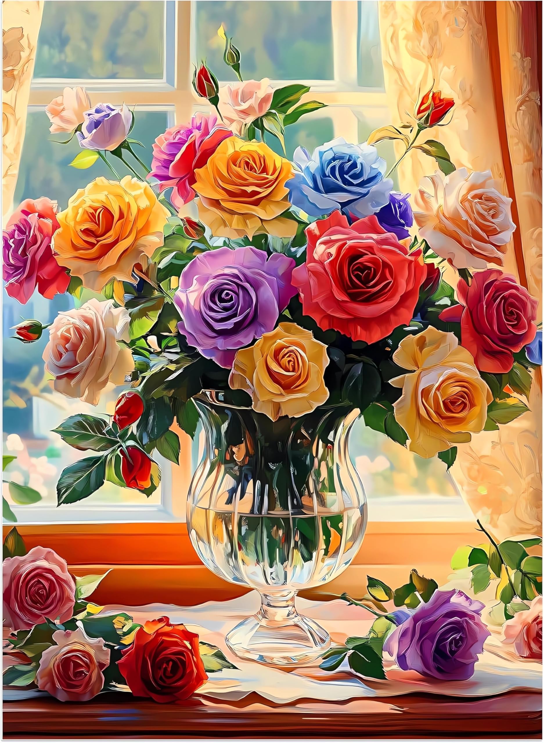Diamond Painting Rosen 30x40cm - 5D Diamant Malerei Set Für Erwachsene