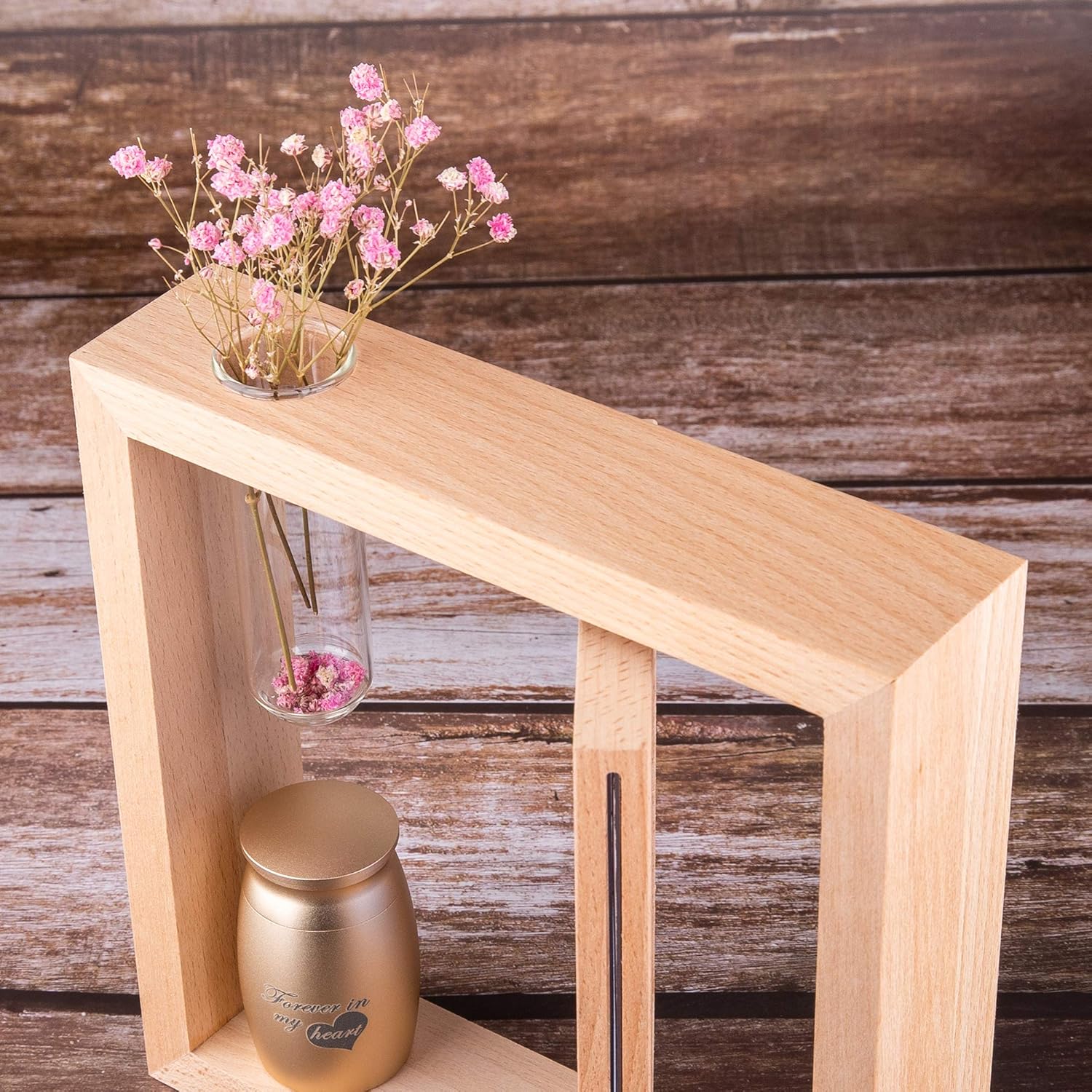 Personalized Memorial Picture Frames for Loss of Loved One &Custom Small Urn for Human Ashes with Photo Engraved Name Text -Sympathy Gifts for Loss of Loved One (Photo Frame- Golden Urn)