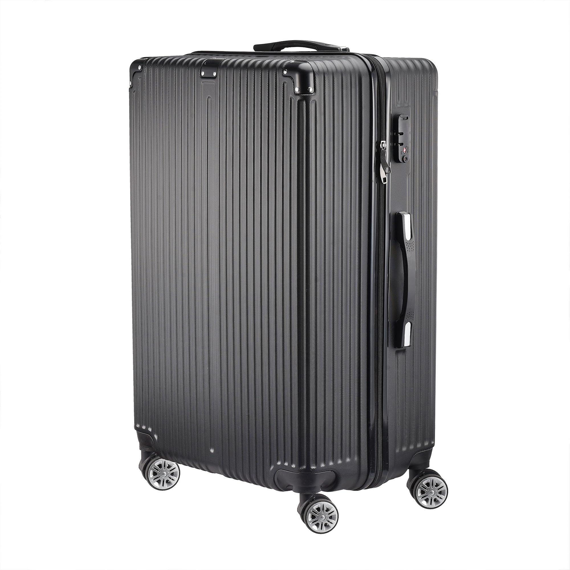 MINGZHE Maletas rígidas Black Basics, Maleta ABS de tres piezas con ruedas giratorias, Maletas ligeras y duraderas para viajes y negocios, Negro , 20 Pouces, 24 Pouces, 28 Pouces, moderno