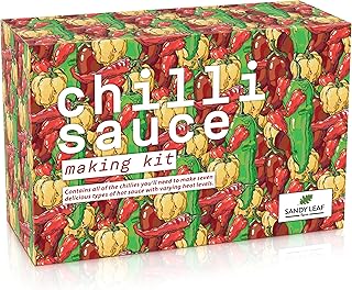 Chilli Sauce Making Kit - Make Your own Hot Sauce Valentine Day Gift - Includes Chipotle, Habanero, Piri Piri, Aji Amarillo & Facing Heaven Peppers