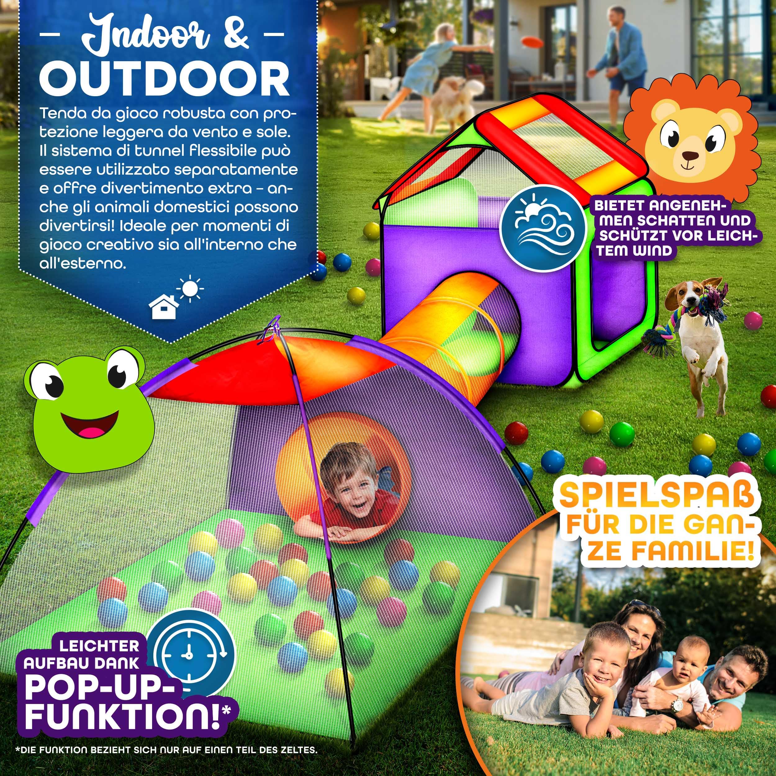 KIDUKU® Tenda Igloo con Tunnel + 200 Palline + Borsa per Interni ed Esterni - Gioco per Bambino