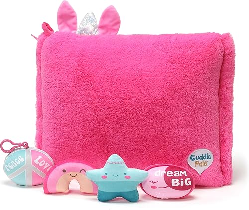 Miniatura 2 de Cojín de unicornio de 9.8 in con tres juguetes de peluche y clip en el interior  Peek n' Pals