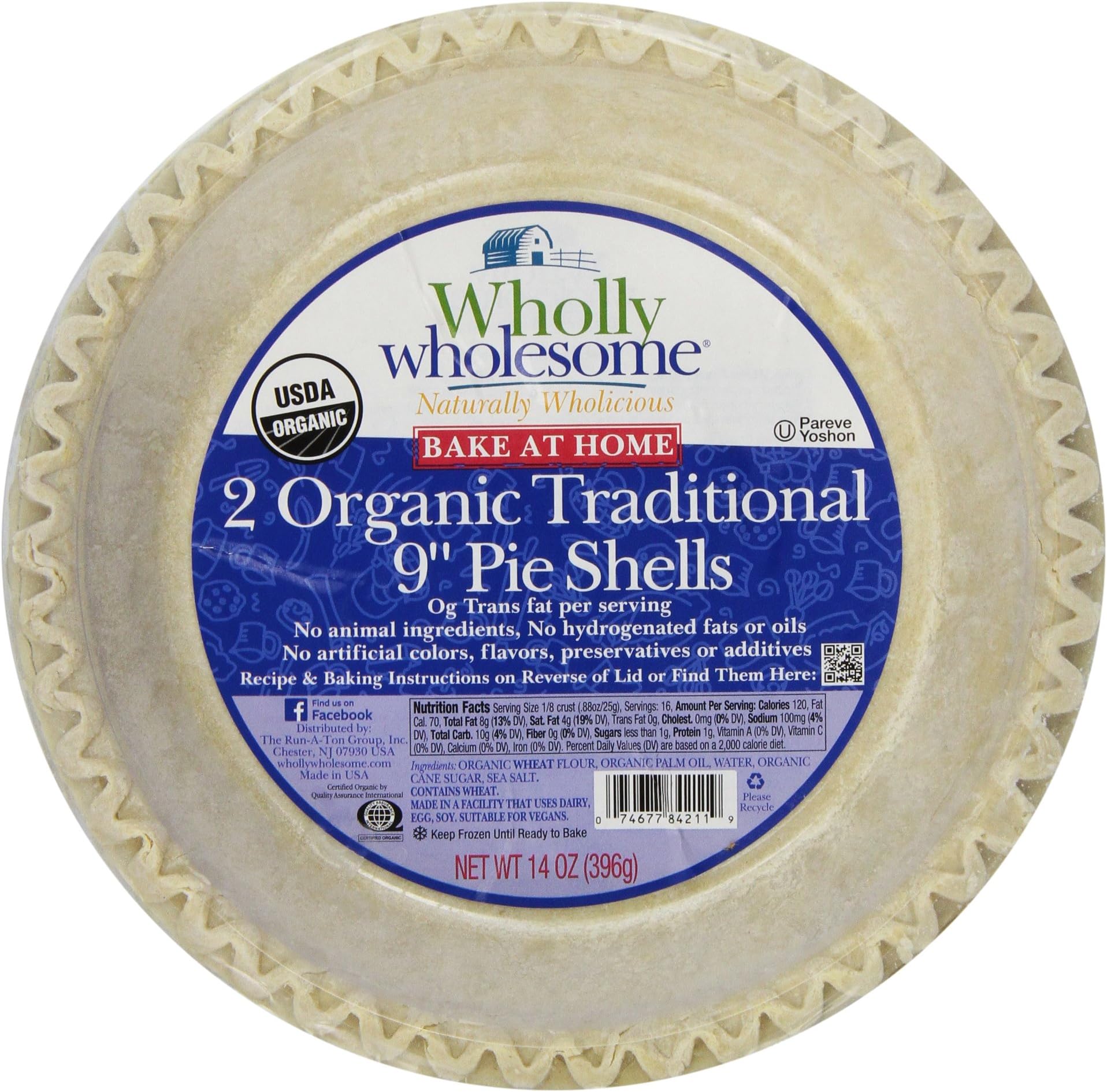 Wholly Wholesome, Pie Shells, Traditional, 2 Count , 14 oz (Frozen)